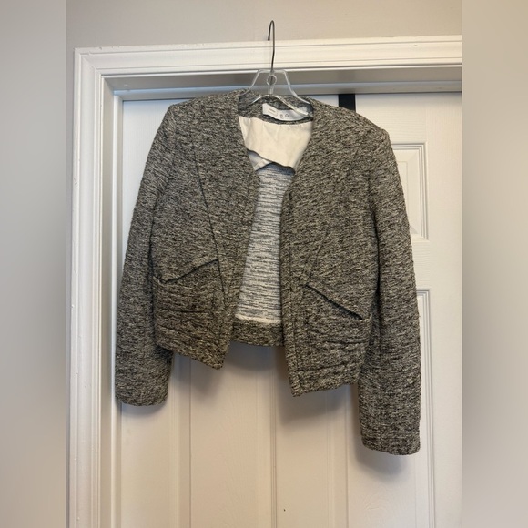 Iro Metallic Nakilo Jacket Blazer Sz 36 Silver Gray White - Picture 3 of 8